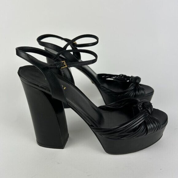 Gucci Allie Knotted Platform Sandals EU 37 US 7 Black Crawford Block High Heel - Picture 8 of 12